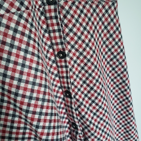 Zara Girls Gingham Print Red & Black Button Up  Collar Dress Size 13-14 - Picture 5 of 12